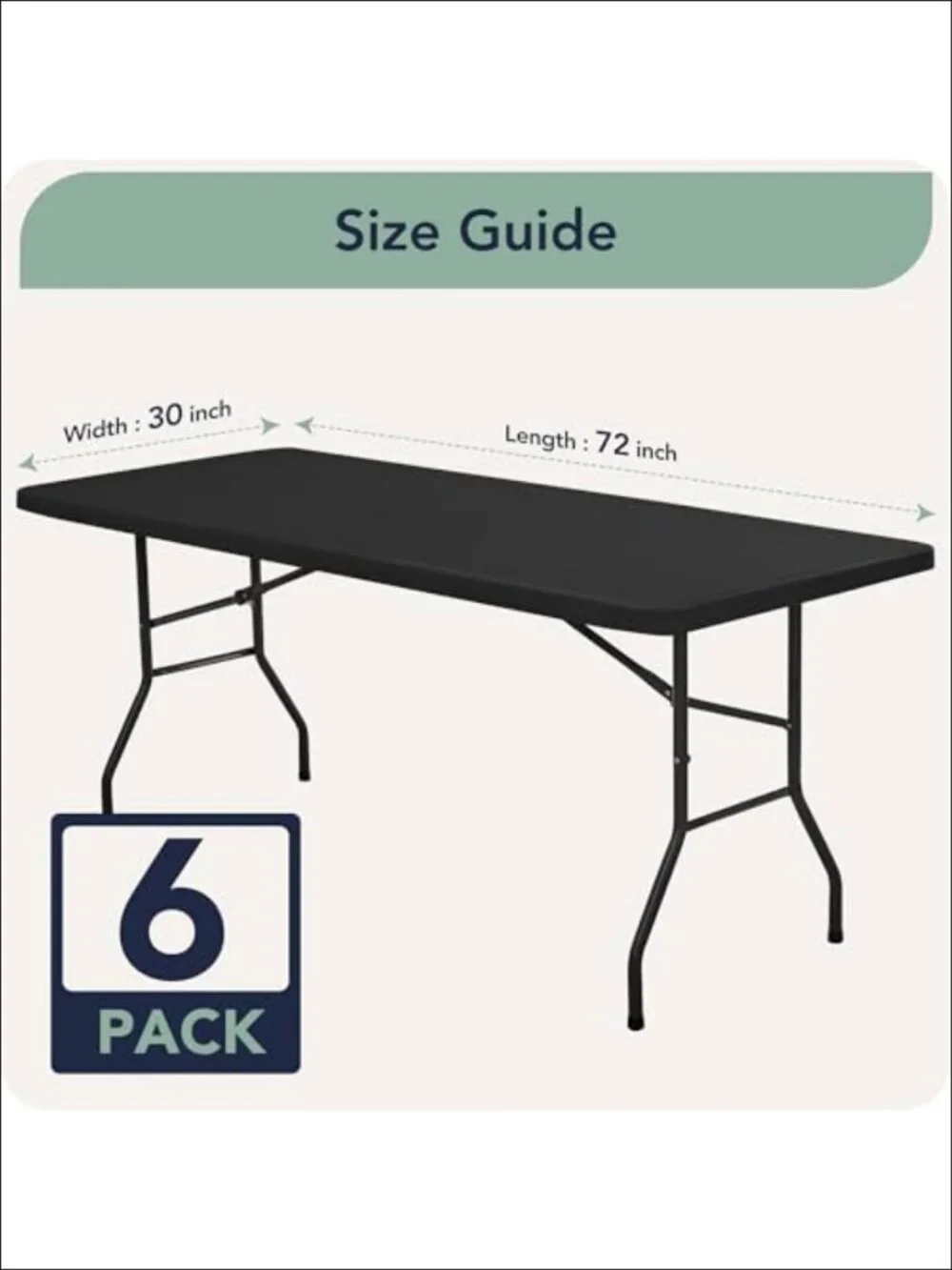 6ft Fitted Tablecloth Rectangle 6-Pack Elastic Corners Reusable Polyester